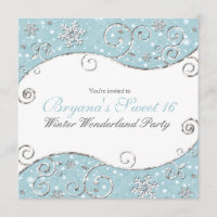 Winter Wonderland Snowflakes Silver Swirt Einladun