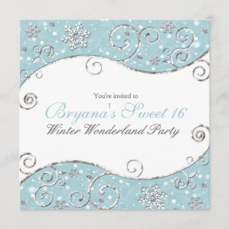 Winter Wonderland Snowflakes Silver Swirt Einladun Einladung