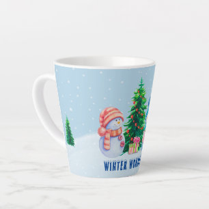 Winter Wonderland Snowman Couple Latte Tasse