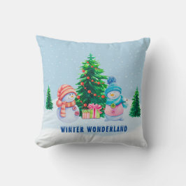 Winter Wonderland Snowman Couple Throw Kissen