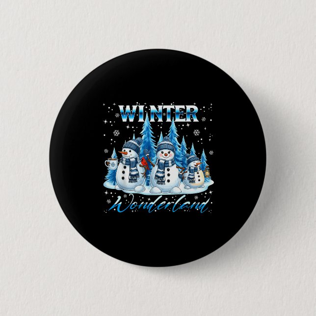 Winter Wonderland Snowman Family Snowflake Cozy Wi Button (Vorderseite)