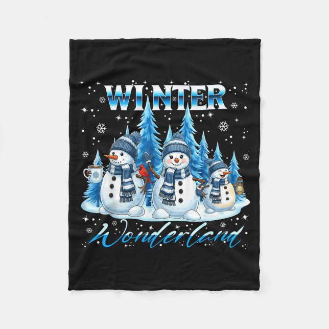 Winter Wonderland Snowman Family Snowflake Cozy Wi Fleecedecke (Vorderseite)