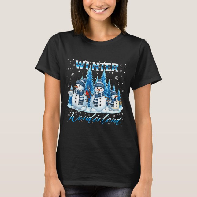 Winter Wonderland Snowman Family Snowflake Cozy Wi T-Shirt (Vorderseite)