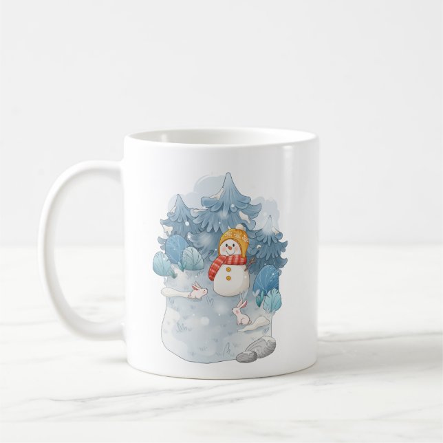 Winter Wonderland Snowman & Rabbits Tasse (Links)