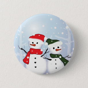 Winter Wonderland Snowman Unser erstes Weihnachtsf Button