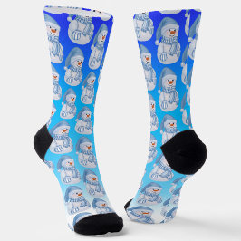 Winter Wonderland Snowman With Blue Hat and Scarf Socken