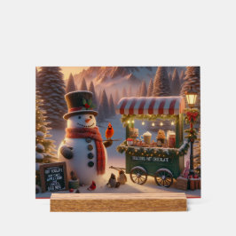 Winter Wonderland Snowman's Hot Chocolate Cart Acrylschild