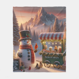 Winter Wonderland Snowman's Hot Chocolate Cart Fleecedecke