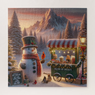 Winter Wonderland Snowman's Hot Chocolate Cart Puzzle