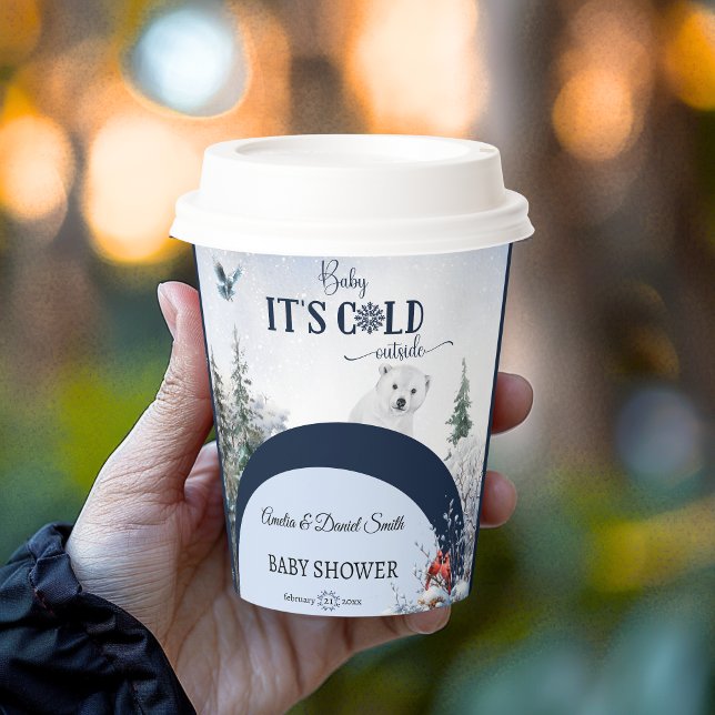 Winter Wonderland Snowy Bear Bird Baby Dusche Pappbecher (Von Creator hochgeladen)