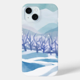 Winter Wonderland Snowy Blue Aquarellmalerei Case-Mate iPhone Hülle