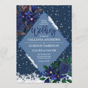 Winter Wonderland Snowy Floral Watercolor Hochzeit Einladung