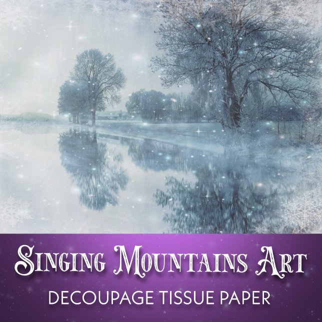 Winter Wonderland Snowy Forest and Pond Decoupage Seidenpapier (Von Creator hochgeladen)
