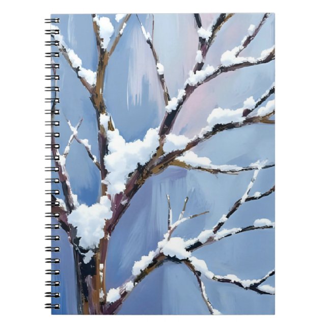 Winter Wonderland Snowy Tree Branches Painted Notizblock (Vorderseite)