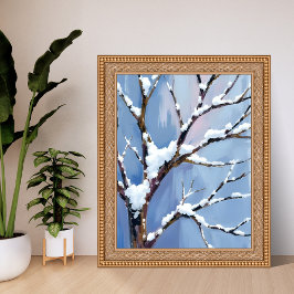 Winter Wonderland Snowy Tree Branches Painted Poster