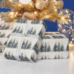 Winter Wonderland Sparkle & Gold Bäume Geschenkpapier