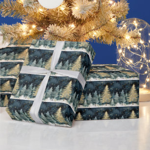 Winter Wonderland Sparkling Weihnachtsbaumen Geschenkpapier