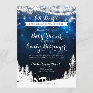 Winter Wonderland Starry Night Deer Baby Dusche Einladung