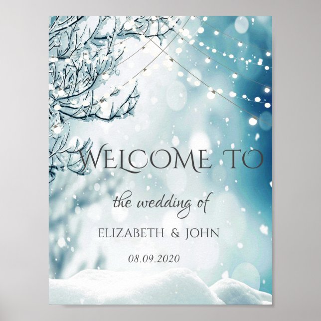 Winter Wonderland, String Lights Wedding Poster (Vorne)