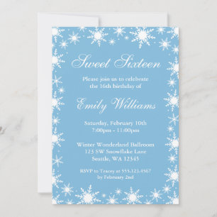 Winter Wonderland Sweet 16 Geburtstagsfeier Einladung