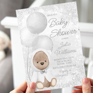 Winter Wonderland Teddy Bear Baby Shower Einladung