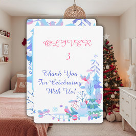 Winter Wonderland Thank You Card, Snowman Forest  Dankeskarte