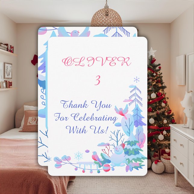 Winter Wonderland Thank You Card, Snowman Forest  Dankeskarte (Von Creator hochgeladen)