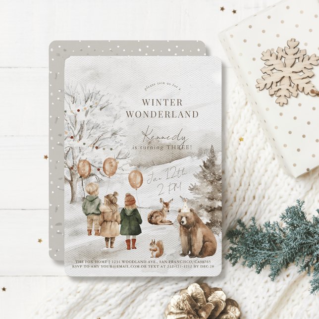 Winter Wonderland Tiere & Kindergeburtstag Einladung (Von Creator hochgeladen)