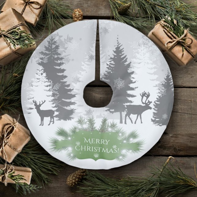 Winter Wonderland Tree Skirt - Grün Polyester Weihnachtsbaumdecke (Green Winter Wonderland Christmas Tree Skirt)