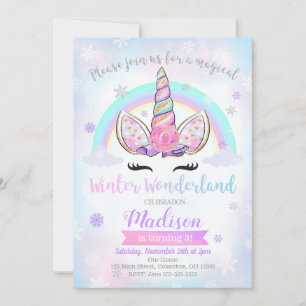 Winter Wonderland Unicorn Einladung zum Geburtstag