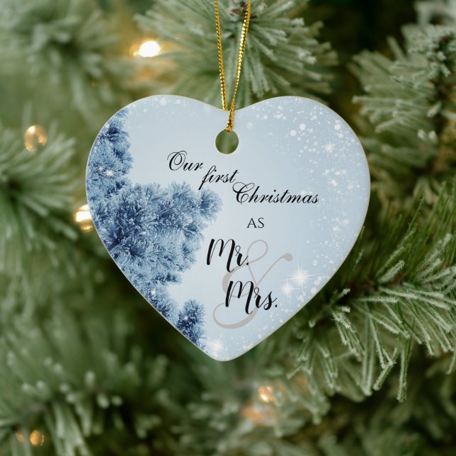 Winter Wonderland | Unsere ersten Weihnachten Mr.  Keramik Ornament (Baum)