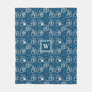 Winter Wonderland Urlaubsmuster mit Monogram Fleecedecke