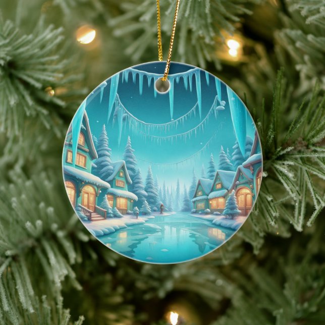 Winter Wonderland Village 2 Sided Ornament (Baum)