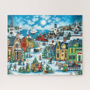 Winter Wonderland Village am Meer Puzzle