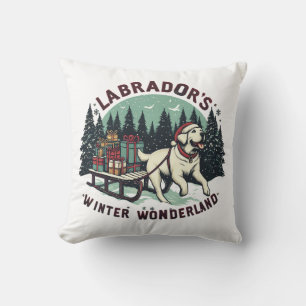 Winter Wonderland Vintage Labrador Hund Weihnachte Kissen