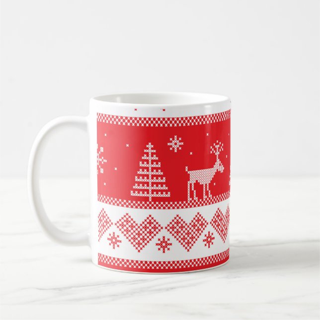 Winter Wonderland: Vintages Nahtloses Design. Kaffeetasse (Links)