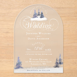 Winter Wonderland Wald Snow Arch Form Hochzeit Acryleinladungen