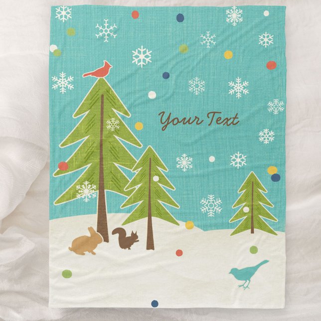 Winter Wonderland Waldlandschaft personalisiert Fleecedecke (Von Creator hochgeladen)