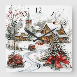 Winter Wonderland Wall Clock Quadratische Wanduhr