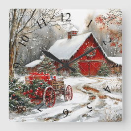 Winter Wonderland Wall Clock Quadratische Wanduhr