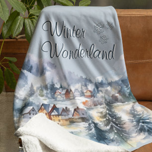 Winter Wonderland Wasserfarbe Custom Fleece Blanko