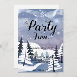 Winter Wonderland Wasserfarbe Weihnachten Einladun Einladung