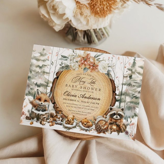 Winter Wonderland Watercolor Animals Baby Dusche Einladung (Von Creator hochgeladen)