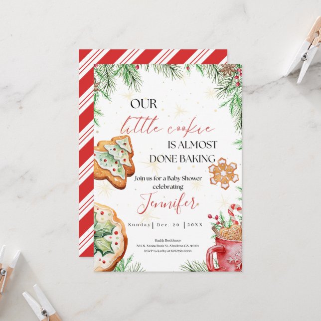 Winter Wonderland Watercolor Baby Shower Einladung (Vorderseite/Rückseite Beispiel)