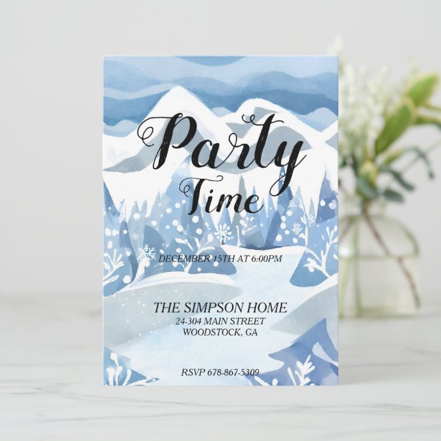 Winter Wonderland Watercolor Einladung (Stehend Vorderseite)