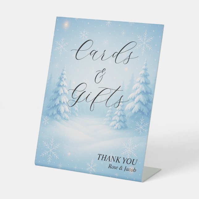 Winter Wonderland Wedding Cards & Gifts Sign Sockelschild (Vorderseite)