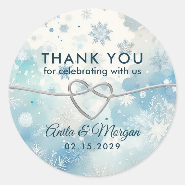 Winter Wonderland Wedding Danke Sticker (Vorderseite)
