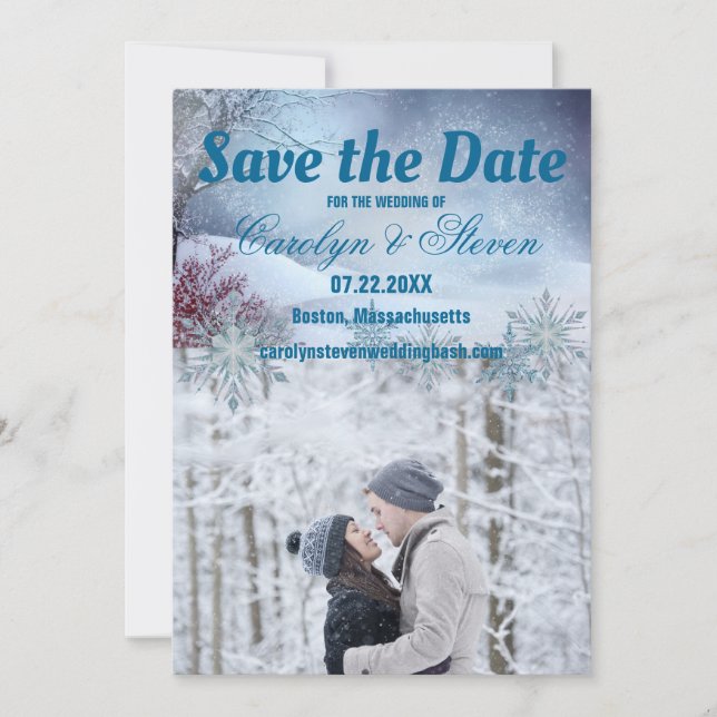 Winter Wonderland Wedding Save The Date (Vorderseite)