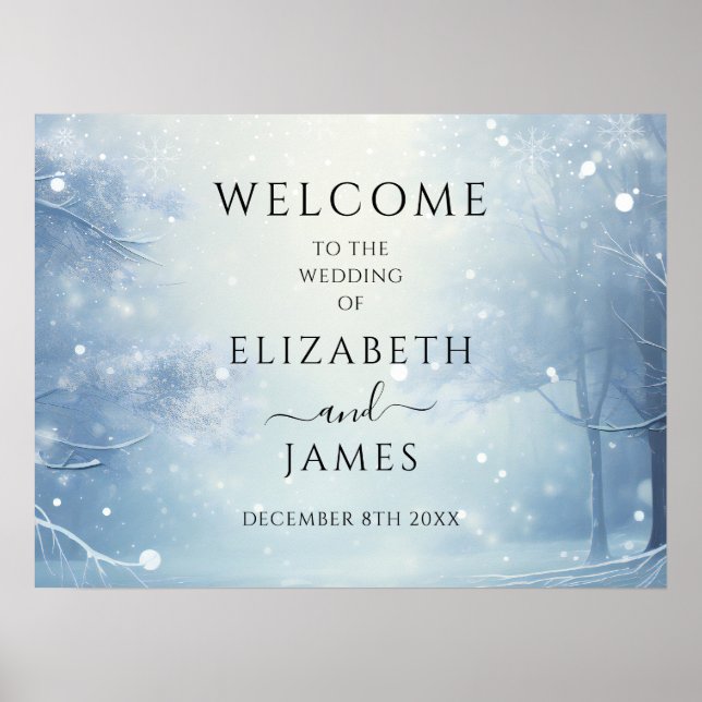 Winter Wonderland Wedding Welcome Sign Poster (Vorne)