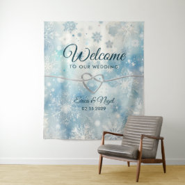 Winter Wonderland Wedding Willkommen Hintergrund Wandteppich